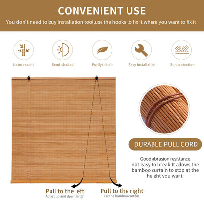 Bamboo Shades for Windows,Bamboo Blinds for Outdoor Patio,Custom Size, Privacy Protection, Easy Installation, Durable & Stylish Blinds for Living Room, Bedroom, Balcony