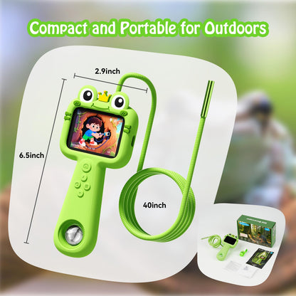 Kids Borescope with Light Borescope Snake Camera for Kids Rechargeable STEM Science Educational Outdoor Toy with 32GB Card Nature Exploration Birthday Gift for Boys & Girls Ages 4,5,6,7,8,9,10,11,12