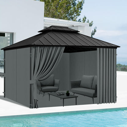 Bstge 12'x12' Gazebo Curtains Outdoor Waterproof, 4-Panels Sidewalls with Zipper, Universal Replacement for Patio Privacy Screen(Only Curtains)