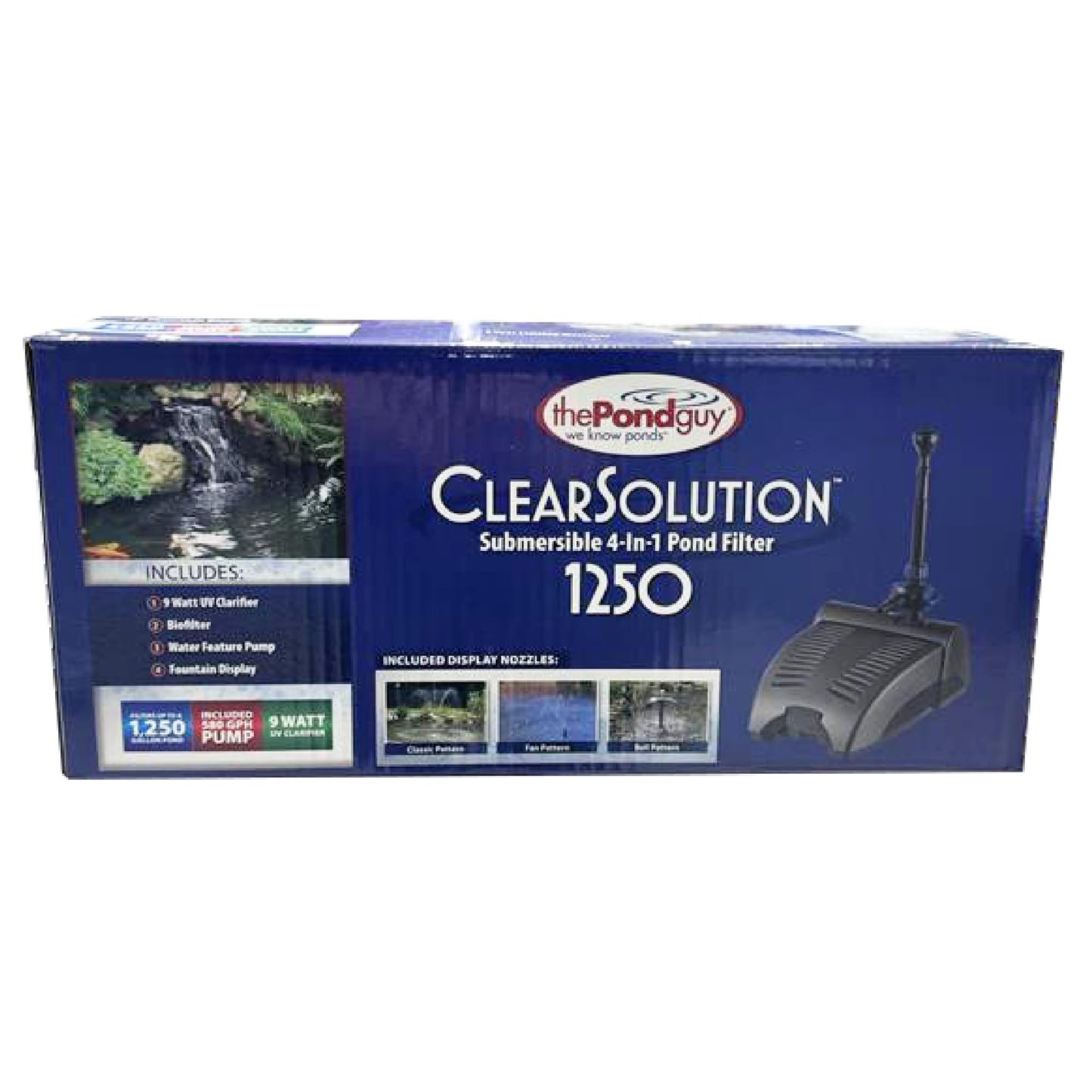 The Pond Guy ClearSolution Submersible Filter, Pump & Ultraviolet System for Outdoor Water Garden with Fountain Attachments & Diverter Valve, 1250
