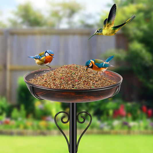 ODSNANIE Metal Bird Bath for Outside, Vintage Freestanding Birdbaths with Metal Stake, Upgraded 5 Pronged Base Birdfeeder Feeder Bowl for Outdoors Garden Patio Yard Lawn Decor (Vintage Bronze)