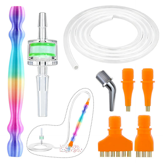 Vacuum Diamond Painting Pen Replacement Kit, Screw Diamond Pen with Silicone Tube & Filters & Multiplacers (1/3/6/Elbow Heads) for Most Vacuum Pens, Diamond Art Accessories (Colorful + Orange)