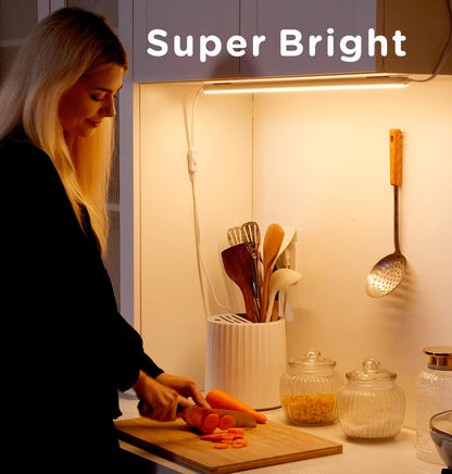 Under Cabinet Lighting Plug in 12in 1Pack AC120V 3CCT 3000/4000/5000K, Super Bright,Linkable Under Counter Lights for Kitchen, Ultra Slim LED Cabinet Light,ETL White