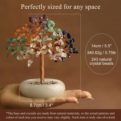 MAGIC AND MIRACLES Rose Quartz Crystal Trees of Life for Home Office Desk Deco, Bonsai Tree, Chakra Healing Crystals Stones for Money Good Luck Pink Stone Crystals Birthday Gifts for Women