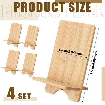 Memorywuu 4 Pcs Bamboo Book Stand for Display Book Holder Easel Stand Collector Display Back to School Gift for Home Office Album Cd Magazine Comic Postcard Picture Artworks