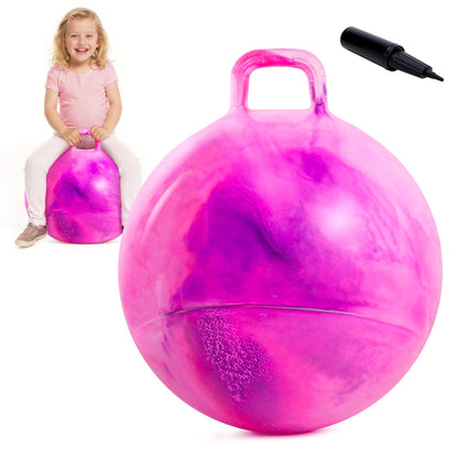 EVERICH TOY Hopper Ball for Kids, 18-Inch Sit On Bouncy Ball with Handle, Purple Pink Clouds Girls Toys - Fun Indoor Active Play, Inflatable Balance Toy, Great Birthday Gifts for 4 5 6 7 8 Years Old