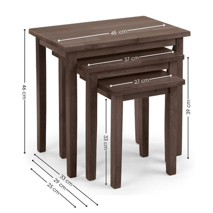 Julian Bowen Cleo Nest of Tables Set of 3, Nesting Oak Side Table for Living Room, Stackable Side Table for Small Spaces, 46 x 48 x 33 cm - Walnut Effect