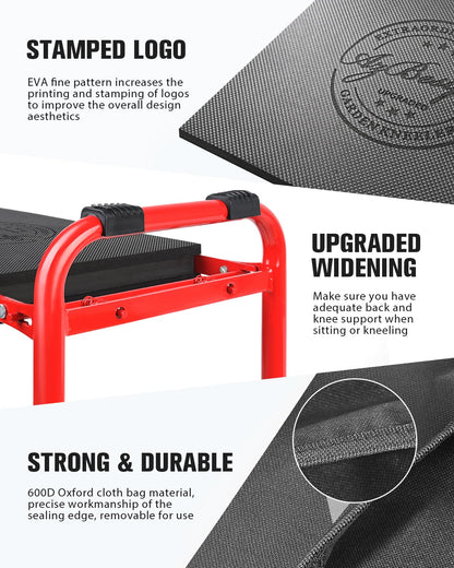 AZBESTPRO Garden Kneeler and Seat Heavy Duty,Upgraded Foldable Gardening Stool Widened to 10" Stable Wear-Resistant Prevent Knee and Back Pain, Bench High-End 2 Large Tool Bags Gift for Women