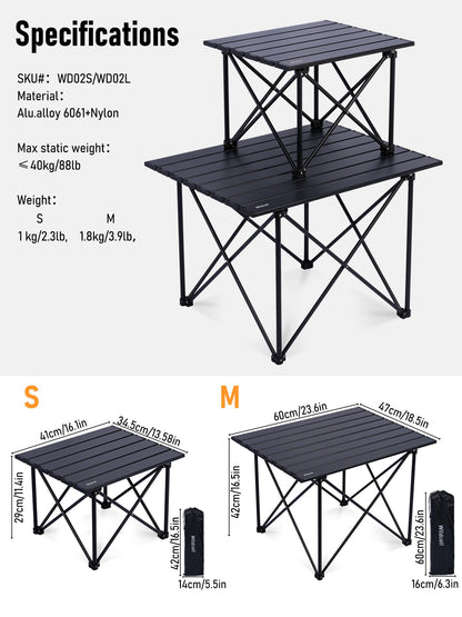 WildCall Ultralight Camping Table, Compact Aluminum Folding Beach Table with Carry Bag for Outdoor, Picnic BBQs, and Cooking
