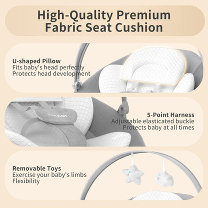 Baby Swings for Infants, Zoicay Electric 3D-Motion Baby Swing with 9 Modes & 8 Speeds, 360° Rotating Seat, APP & Remote Control, 6 Lullabies, Portable Infant Swing for Indoor and Outdoor(Gray)