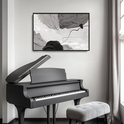 Framed Black and White Abstract Canvas Wall Art, Large Modern Art Prints Paintings Artwork for Walls, Minimalist Gray Pictures for Living Room Bedroom Dining Room Office Bathroom Wall Decor 24x36 In