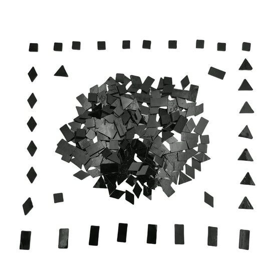 4 Shapes Mixed Glass Mosaic Tiles,Square+Diamond+Triangle+Rectangle 220 PCS Stained Glass Mosaic Pieces for Handmade Art Crafts and Home Decoration (Black)