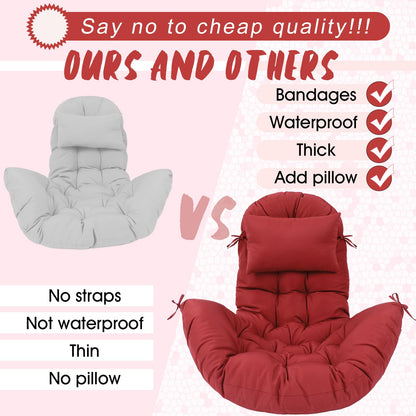 Tudomro Egg Chair Cushion Filling 2.58 kg Replacement Rocking Wicker Chair Cushions High Back Swing Hammock Egg Hanging Cushion Thicken for Indoor Outdoor Patio(Red,1 Pcs)