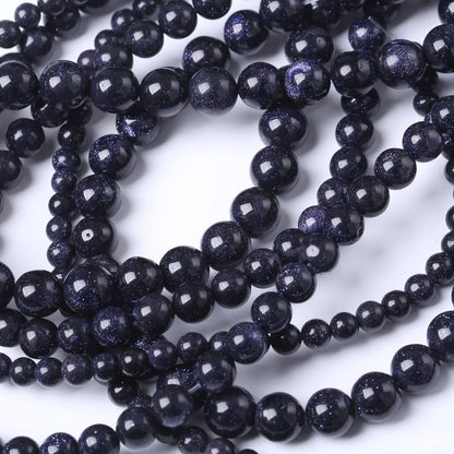 36PCS 10MM Natural Blue Sand Stone Beads Energy Healing Beads for DIY Jewelry Bracelet Necklace Making for Jewelry Making15Inch