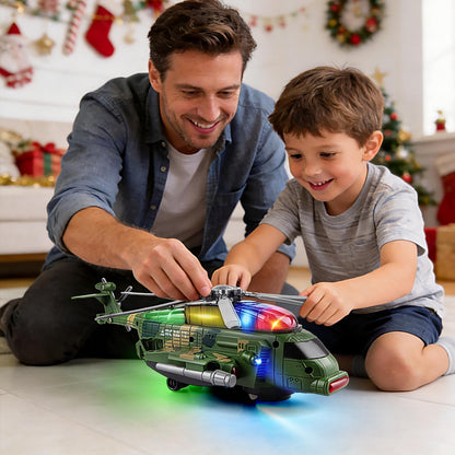 victob Helicopter Military Toy - Airplane with Lights and Music, Bump and Go Airplane Toys for Toddlers Boys Girls 3 4 5 6 7 8 Years Old, Easter Birthday Gift Toy for Kids