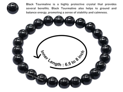Amazing Gemstone Crystal Bracelet for Women Men's Gifts - Protection Healing Crystal Bracelet - 8mm Gemstone Beaded Stretchable Bracelet Pulseras Para Hombres Mujer Stocking Stuffers Mothers Day Gift (Black Tourmaline)