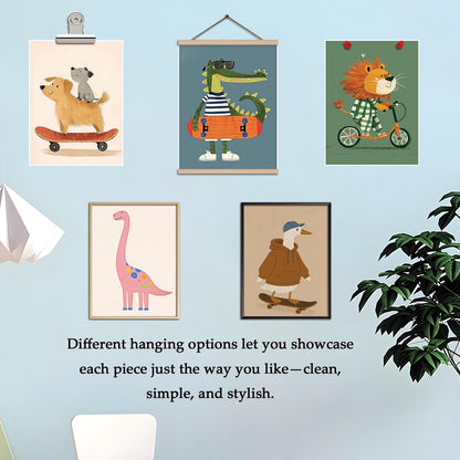 SAMHOU Kids Room Wall Art Set of 9, Funny Cute Cartoon Animal Canvas Prints, Nursery Wall Decor Paintings for Boys Girls Bedroom Baby Room Playroom Classroom Decoration 8x10 Inch Unframed