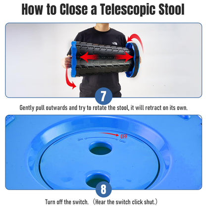 Doseno Upgraded Foldable Stool Thickened Set of 2, Portable Collapsible Stool Retractable Stool, Foldable Portable Collapsible Chair for Fishing, Hiking Tours, BBQ, Parties, Outdoor Activities (Blue)