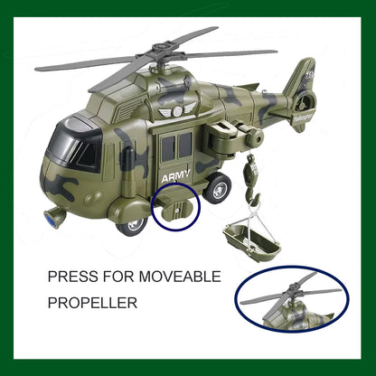 OCCAFY Military Helicopter Toy with Lights and Sound Sirens,Friction Powered Boys Army Toys,Rescue Vehicles Toys for Kids Aged 3 and Up,Best Toddler Kids Boys Gifts