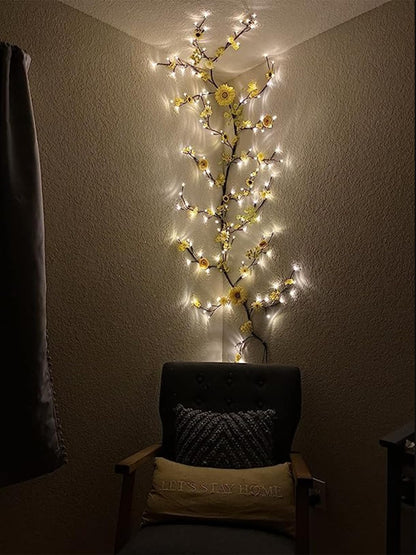 Lituplife Lighted Willow Vine with Remote Control On/Off Timmer Dim,7.5Ft Christmas Swags Decorations Artificial Branches with 144LEDs Enchanted Vine Lights(Plug in) for Walls Bedroom Décor(1PCS)