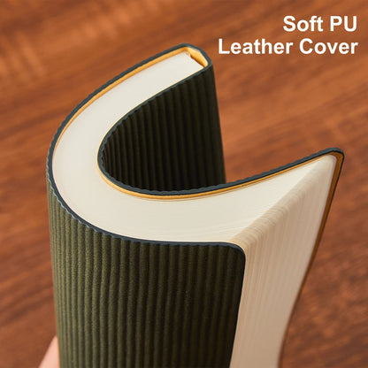 TSFPapier Lined Journal Notebook for Work College Ruled Note Book 5.79"x8.27"A5 PU Leather Daily Journaling 216 Pages for Women Men Writing Home School Supplies Business (Dark Green)