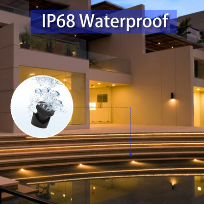 TENSUL Warm White Pond Lights, Underwater Landscape Spotlights, IP68 Waterproof Submersible Fountain Lights for Garden Yard Aquarium Pond Fountain Waterfall (3 Lights)