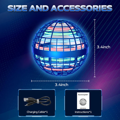 2026 Flying Orb Ball Toy - Christmas Cool Novelty Gift Hover Ball Galaxy Boomerang Hand Drone Magic Floating Balls Orbit Mini Outdoor Fidget Toy Stocking Stuffer for Kids Boys Girls Teens (Blue+Pink)