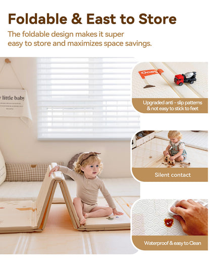 Baby Play Mat, 50 x 50 Inch Floor Mat with XPE Foam,Foldable & Reversible Baby Floor Play Mat, Perfect Baby Foam Playmat for Baby Playpen, Waterproof PlayMats for Babies, Infants,Indoor& Outdoor