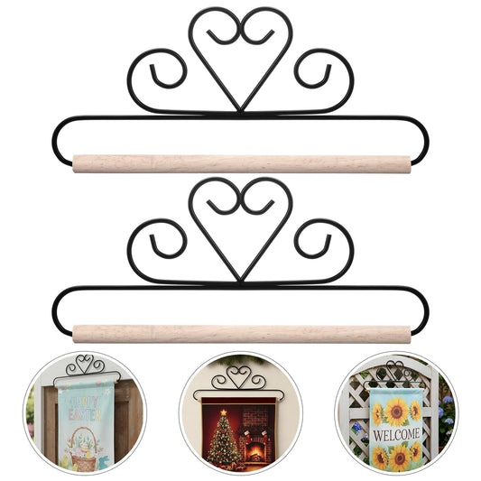 Shimeyao 2 Pcs Garden Flag Wall Hanger 12 Inch Garden Flag Holder Fabric Banner Hanger for Outdoor Decoration, Quilters Display for Storage Draping (Heart)