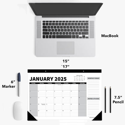 Sproutbrite 18 Month Calendar - 17" x 11.5" Medium Size Desk Calendar 2025-2026, Desktop Monthly Planner with To-Do List and Notes, Home, Office Desk Calendar (3 Pack, Jan 2025)