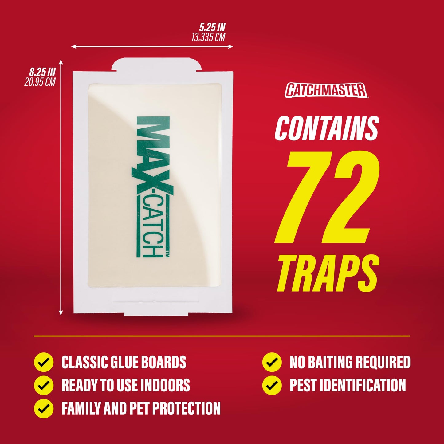 Catchmaster Max-Catch Mouse & Insect Glue Trap 72pk, Mouse Traps Indoor for Home, Sticky Pest Control Adhesive Tray for Catching Bugs, Bulk Classic Glue Boards