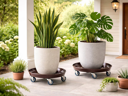 3 Packs Metal Plant Caddy with Wheels 13" Rolling Plant Stand Heavy Duty Plant Dolly with Casters for Indoor and Outdoor Large Planter Casters Potted Plant Mover,Copper