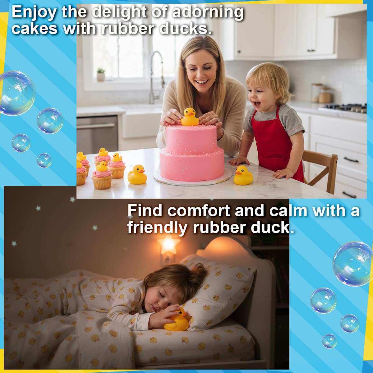 2 Pcs Jumbo Rubber Yellow Duck,Kalafona 10.3 Inch Giant Big Large No 'Bebe' Noise No Hole Rubber Funny Duck Bath Pool Toy Without Hole for Kids Shower Birthday Party Favor Home Decor