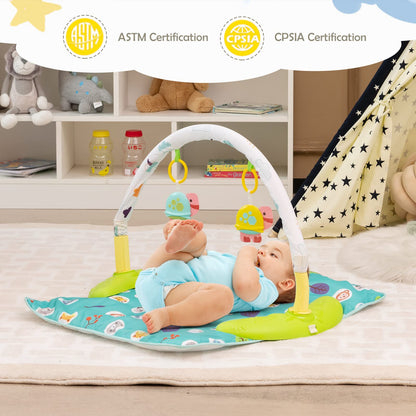 HONEY JOY Baby Bouncer Activity Center, 3-Stage Bouncing Activity Saucer & Playtime Mat & Activity Table, Toy-Bar, 3 Adjustable Heights, Foldable Activity Center for Infants & Toddlers(Green)