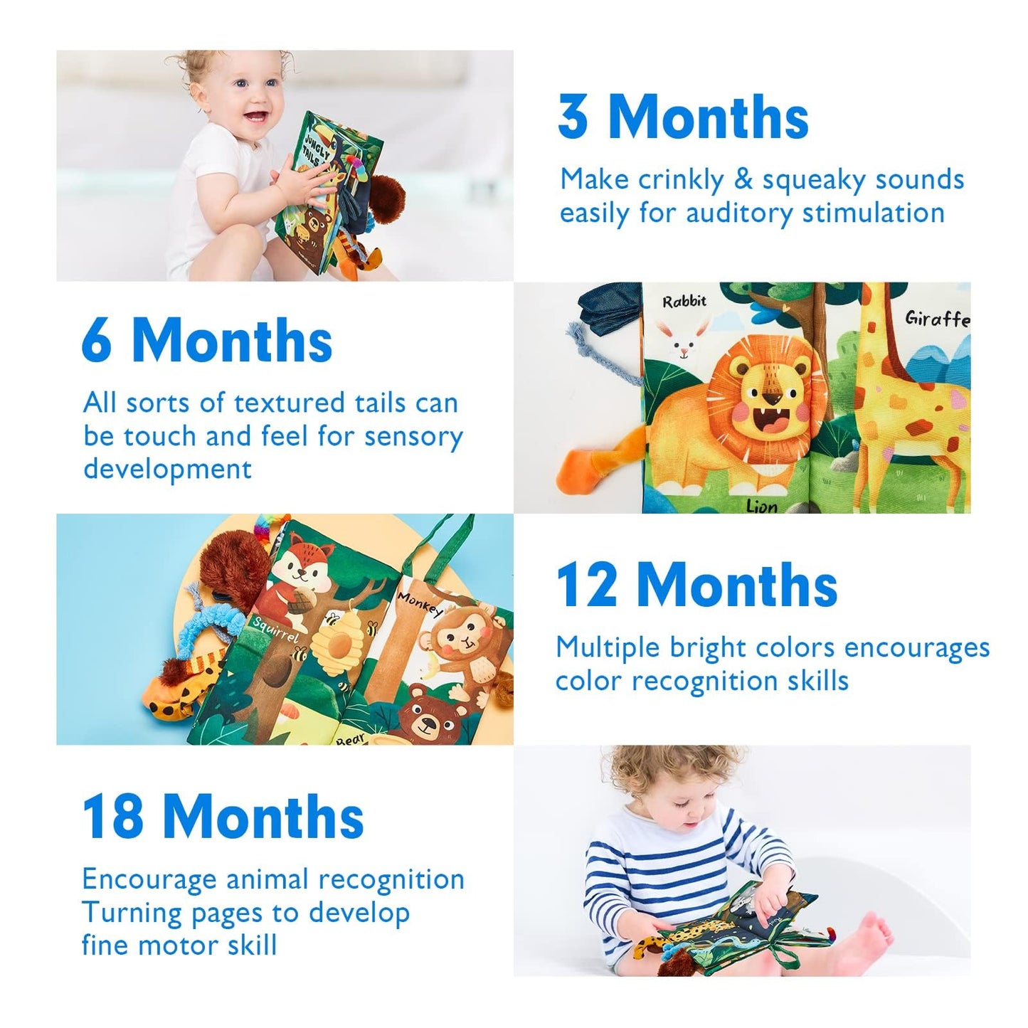 hahaland Baby Books 0-6 Months,Infant Tummy Time Toy Sensory Toys 6 to 12 Months Touch Feel Book Travel Toy Gifts for Boy Girl 0-3 Month Baby Shower Birthday Easter Basket Stuffers (Single)