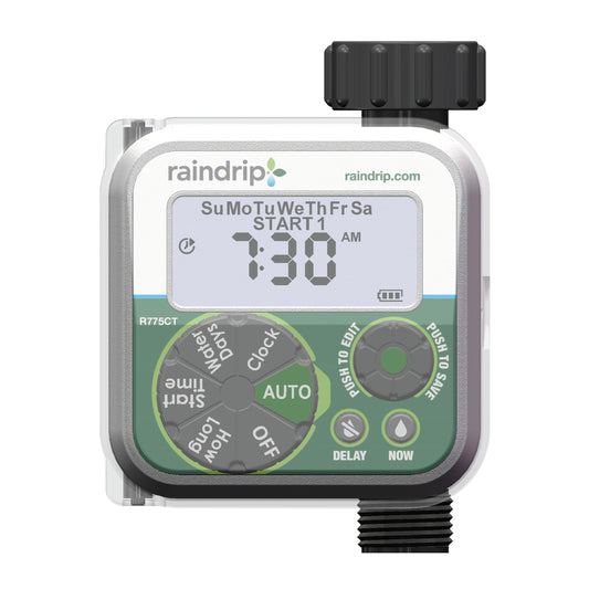 Raindrip Digital Hose-End Automatic Water Timer, Connects to Garden Faucets and Hose Bibbs, with Back-Lit LCD Screen for Drip Irrigation, Garden, Self-Watering, Grey