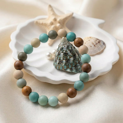 Kryllite Crystal Bracelets, Bracelet for Women, Nature Amazonite Crystal Stretch Elastic Bracelet, Nature Gemstone-8mm, Healing Stone Bracelets, Turquoise Jewelry Gifts for Women, Holiday