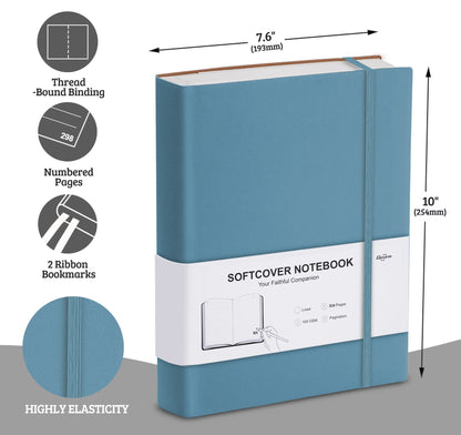 Lined Journal Notebook - 304 Numbered Pages Thick Journals for Women, Large B5 (7.6'' X 10'') College Ruled Notebook for Writing, 100gsm Thick Paper, Leather Softcover, for Men Work School, Blue