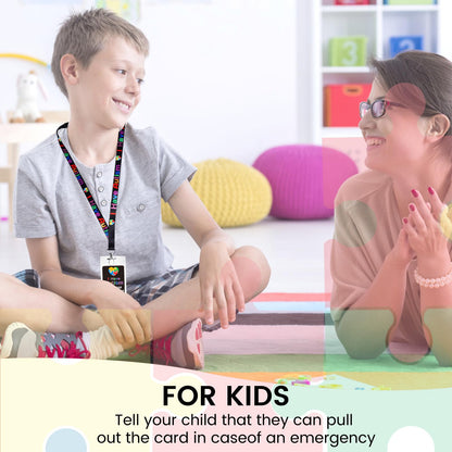 2 Set Autism Alert Card, ADHD Awareness Autistic Emergency Contact Card with Autism Lanyards Waterproof Card Holder Pocket Insert PVC