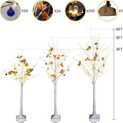 Lamerge Lighted Tree Set of 3,Christmas Tree 4Ft,5Ft and 6Ft with LED Lights, Halloween Decoration,Suit for Festival/Party,Wedding,Birthday,Indoor and Outdoor Use,Warm White (LBT3-WW)