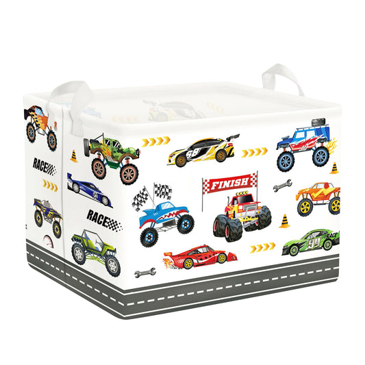 Clastyle City Car Baby Laundry Hamper Kid Storage Basket Boy Gift Toy Box Collapsible Clothes Organizer Nursery Bin for Bedroom,Monster Truck,40 * 30 * 30 cm