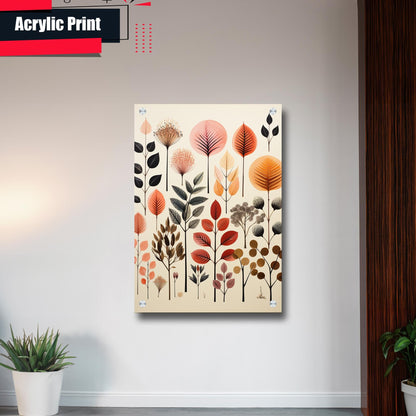 Scandinavian Folk Art, Black and Beige Abstract Botanical Wall Art for Scandinavian Home Decor, Poster Prints, Wall Decor