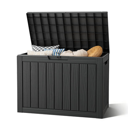 NBYSGO Outdoor Storage Box, Resin Deck Boxes Indoor and outdoor, Waterproof Storage Box Lockable Lid (Black, 45 Gallon)