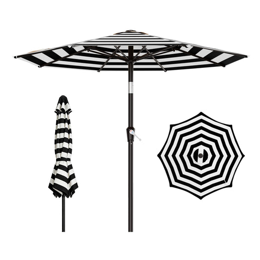 AreShark 9 FT Patio Umbrella for Outdoor, Outdoor Table Umbrella with Push Button Tilt and Crank, Outdoor Patio Umbrellas with 8 Sturdy Ribs for Market, Garden, Pool (Black & White Stripe)
