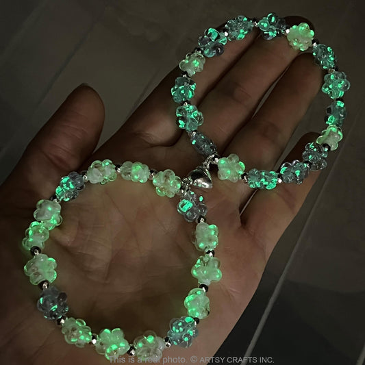 ARTSY Crafts Glow in the Dark Firefly Beads Bracelet, Unique Inspirational Bracelets with Meaning, Mermaid Crystal Healing Chakra Birthday Gifts (White+Lavender 6-7")