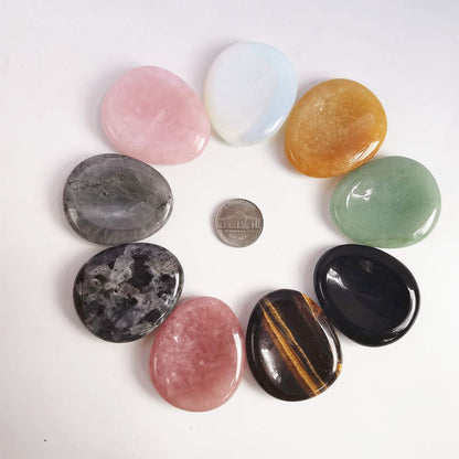 Bacatgem Natural Green Aventurine Water Drop Chakra Thumb Worry Stone,Stress Relax Healing Reiki Crystal Pocket Palm Stones