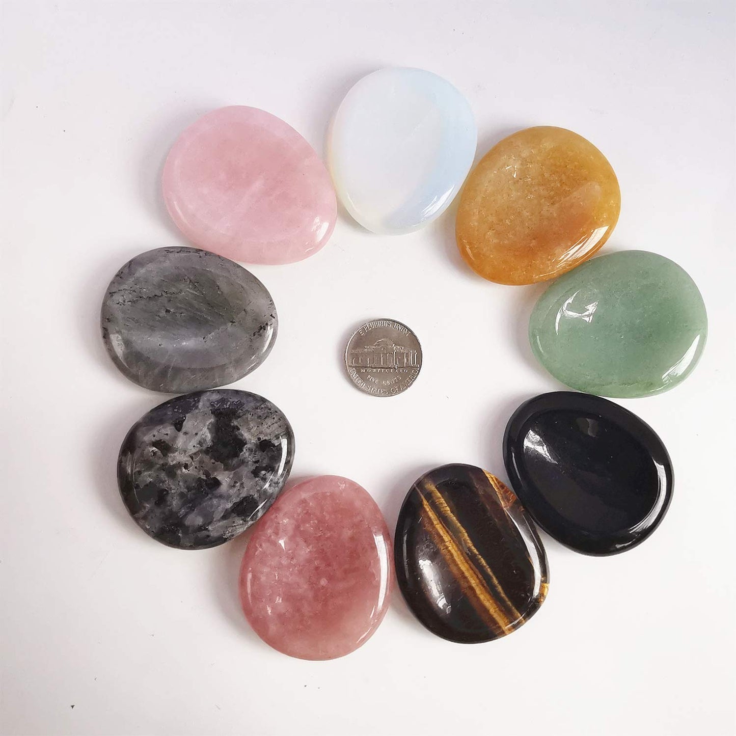 Bacatgem Natural Rose Quartz Water Drop Chakra Thumb Worry Stone,Stress Relax Healing Reiki Crystal Pocket Palm Stones