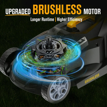 HEINPRO 14" Cordless Lawn Mower Compatible with Dewalt 20V MAX Battery, 2-in-1 Brushless Electric Lawn Mower for Small Yards, Push Mowers with 5-Position Height Adjustment, Black (Tool Only)