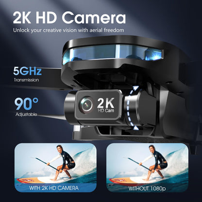 GPS Drone with EIS 2K Camera for Adults, 7.22 inch Screen on Remote Controller, 64 Mins Flight, Long Range Transmission, 3 Speed Adjustable, Follow Me, AI Track, AI Night Shot, Auto Return, Lightweight and Foldable RC Drones for Beginner Toy Gifts, Under