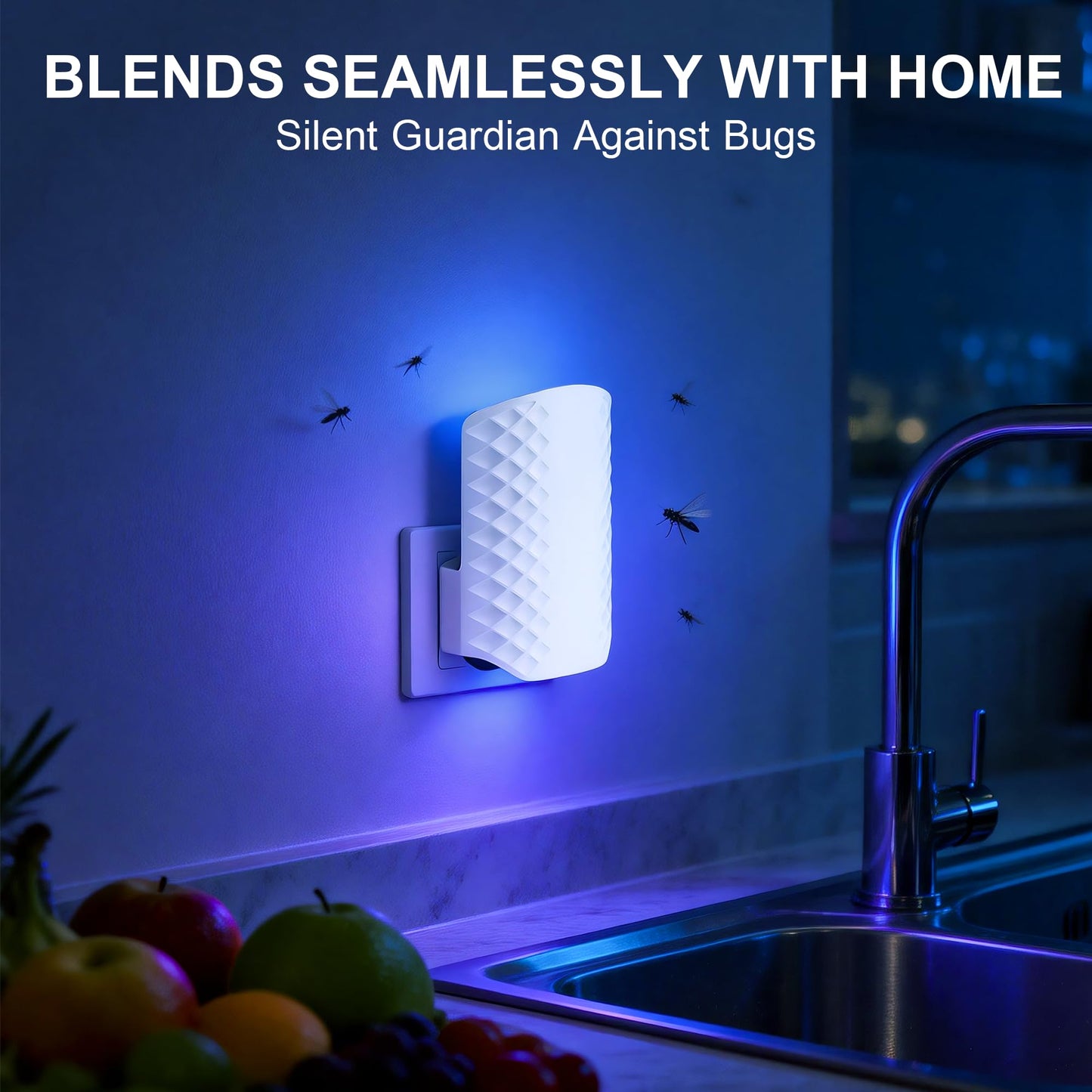 Flying Insect Trap for Indoors, Plug-in Fly Trap Bug Catcher for Gnats, Fruit Flies & House Flies, Upgraded Blue UV Light Trap with Sticky Cards, Silent & Mess-Free, 2 Devices + 10 Refills